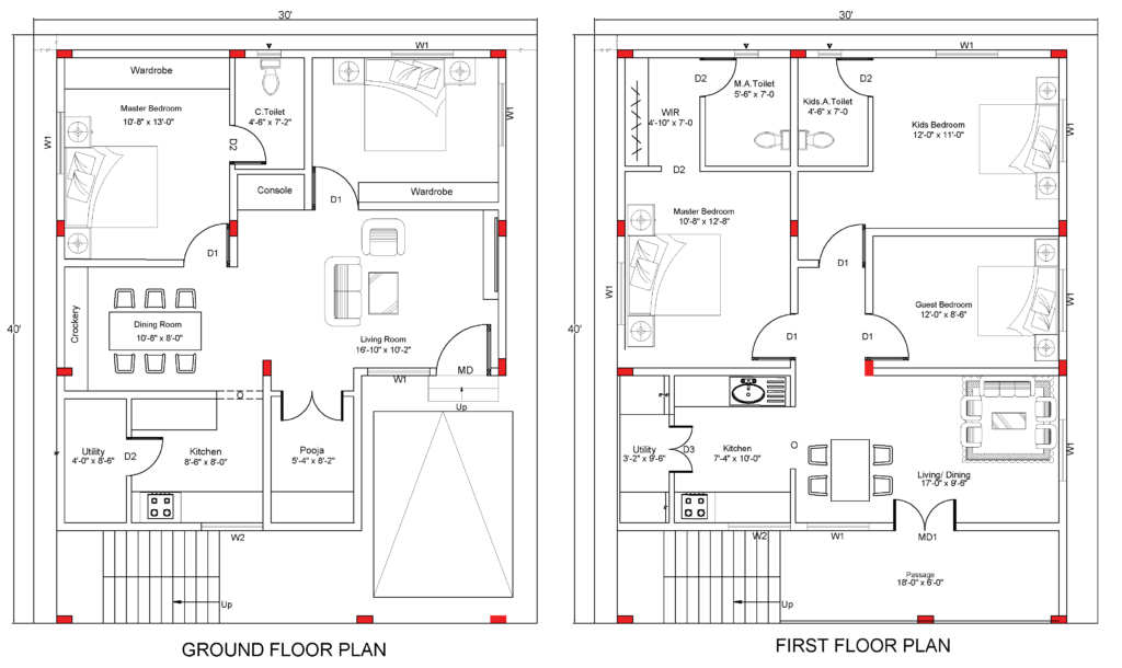 Sample Floor Plan of 30 x 40 ft e1718264694366